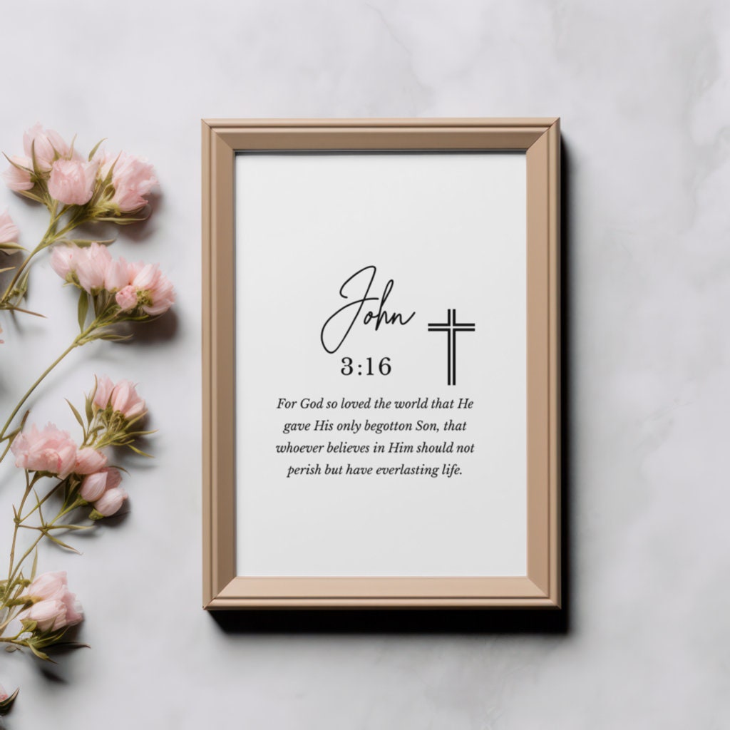 John 3:16 Printable Bible Verse Download Digital Wall Art Bible Verse ...