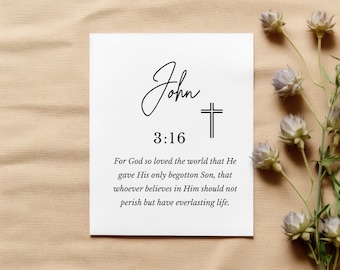 John 3:16 printable Bible verse download digital wall art Bible verse John 316 Christian print wall art downloadable jpg Bible verse gift