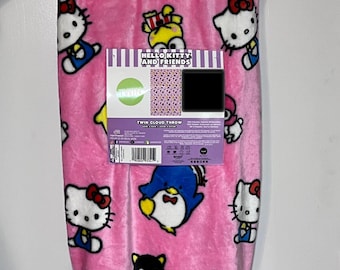 Hello Kitty And Friends Pink Plush Throw Blanket Twin Size