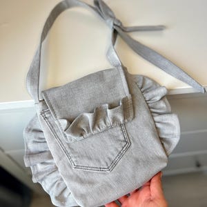 Upcycled Jeans Tasche Schnittmuster PDF, Alte Jeans Geldbörse Muster, kleine Crossbody Bag Tutorial, DIY recycelte Denim Mini Tasche Anfänger freundlich