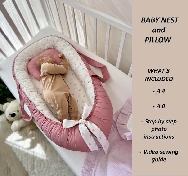 Baby Nest With Pillow Sewing Pattern PDF, Babynest, Newborn Baby Cocoon ...