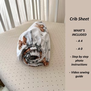 Crib Sheet PDF Sewing Pattern, 2 size Baby and Toddler Bed Fitted Sheet A4 PDF Sewing Pattern and Tutorial, Sheet DIY Digital Sewing Pattern