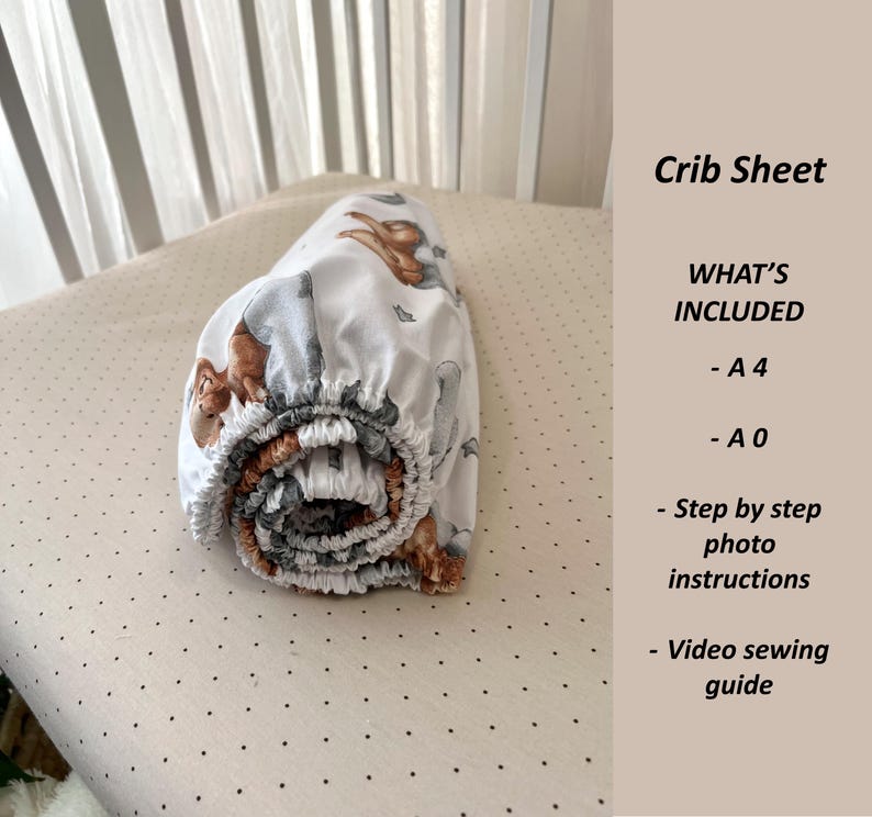 Crib Sheet PDF Sewing Pattern, 2 Size Baby and Toddler Bed Fitted Sheet ...