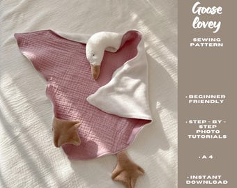 Patrón de costura de ganso en PDF, patrón de peluche de ganso para bebé, tutorial de juguete de peluche de ganso suave, peluche de ganso de tela para hacer tú mismo, decoración de guardería con temática de gansos