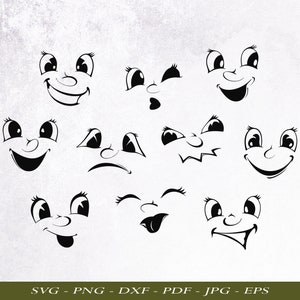 Faces Svg, Funny Faces Digital Pattern for Cut Cricut, Emoji Faces Bundle, Cartoon Faces Printable, Faces Silhouette svg/eps/png download