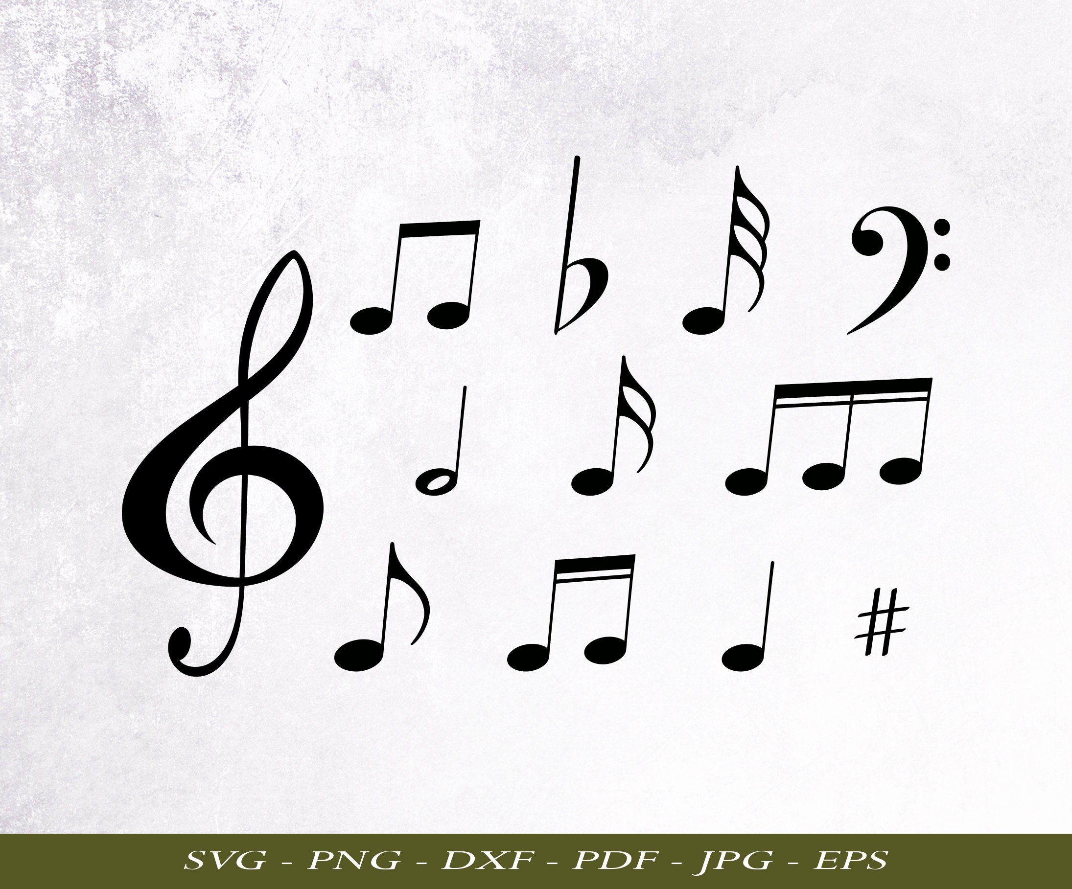 Notes Svg, Musical Notes Pattern, Notes Bundle for laser cut Cutting Silhouette, Notes Download Print, Music notes vector, Notes dxf/eps/png