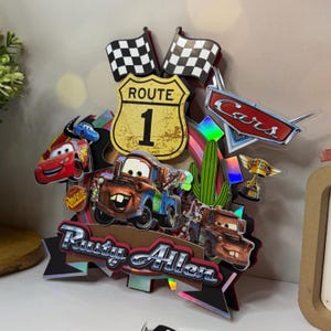 Custom Cars Cake Topper, Lightning Mcqueen, Mater, Shaker or Light-up ...