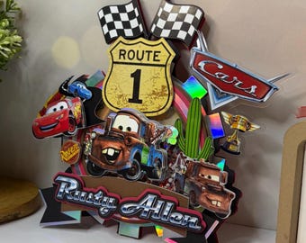 Custom Cars Cake Topper, Lightning McQueen, Mater, Shaker or Light-Up