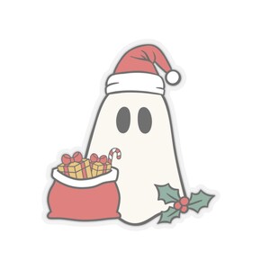 Sticker fantôme cadeaux de Noël, Sticker Noël, Sticker fantôme de Noël, Sticker Noël