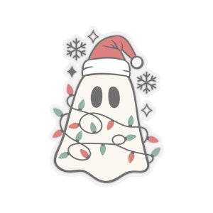 Sticker fantôme de Noël avec des lumières, autocollant de Noël, autocollant fantôme de Noël, autocollant de Noël
