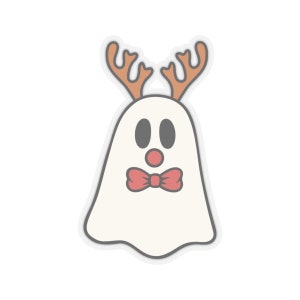 Sticker fantôme renne de Noël, Sticker Noël, Sticker fantôme Noël, Sticker Noël