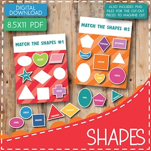 Printable Shape Matching for Toddlers | Preschool Learning Activity | Busy Book Page | Early Math + Fine Motor Practice