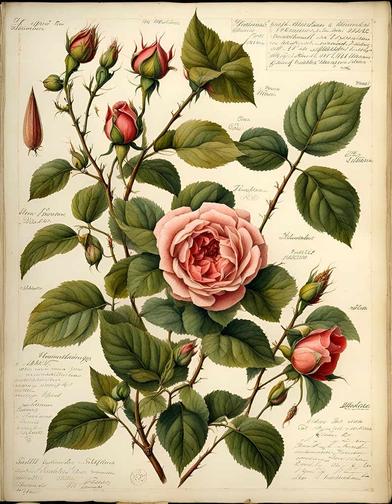 Botanicals: Roses. Digital Downloads for Cards, Puzzles, Wrapping Paper ...