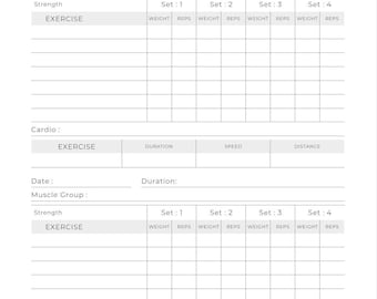 Rastreador de salud cristiano imprimible / Registro de ejercicios bíblicos / Rastreador de ejercicios y cardio / Diario de ejercicios basado en la fe en PDF / Plan de salud mínimo