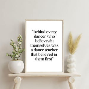 Póster con impresión artística de profesor de baile I Regalo para profesor de baile I Habitación de niñas I Cambio de imagen I Decoración de pared I Habitación de niños I Cita motivacional