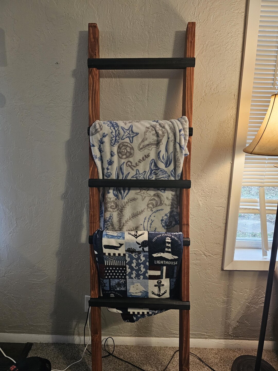 Rustic Foldable Blanket Ladder – Handmade Wooden Quilt Rack, Farmhouse ...