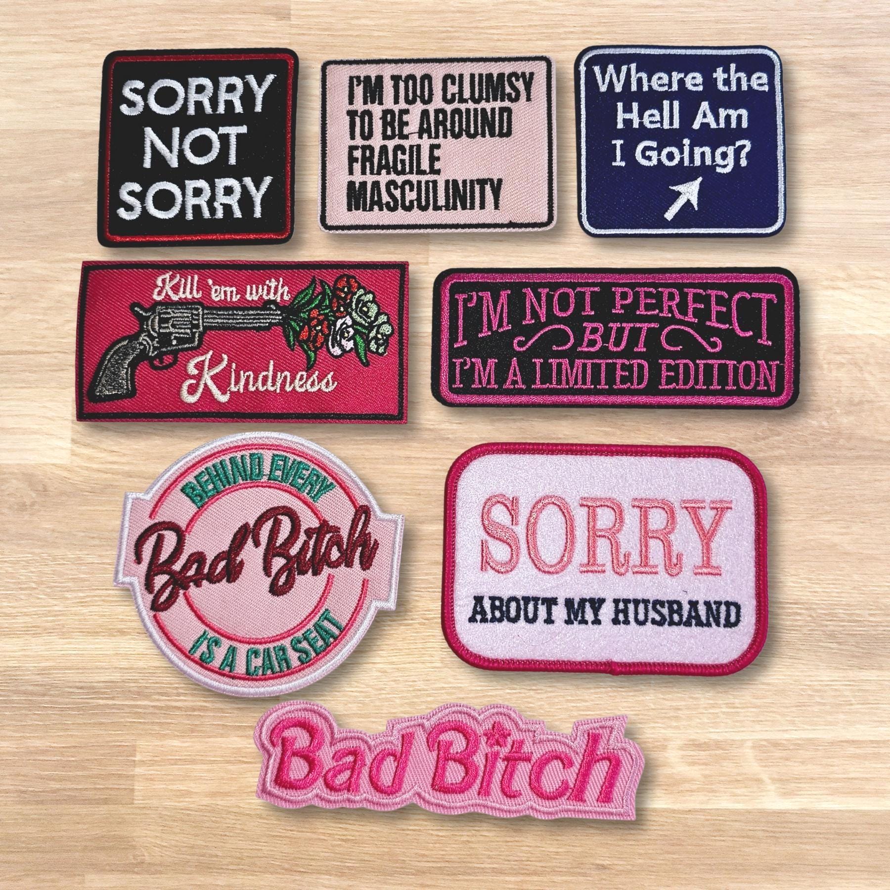 Sarcastic Embroidered Patches | Funny Attitude Iron-On 8 Piece Patch Set / Appliques -  for Jackets, Hats, Backpacks & Denim Coats