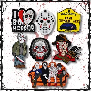 Classic Horror Patch Collection – 80s Horror, Slasher Movies, Jason, Hockey Mask, Freddy, Crystal Lake | Hats, Bags, Jackets, Costumes