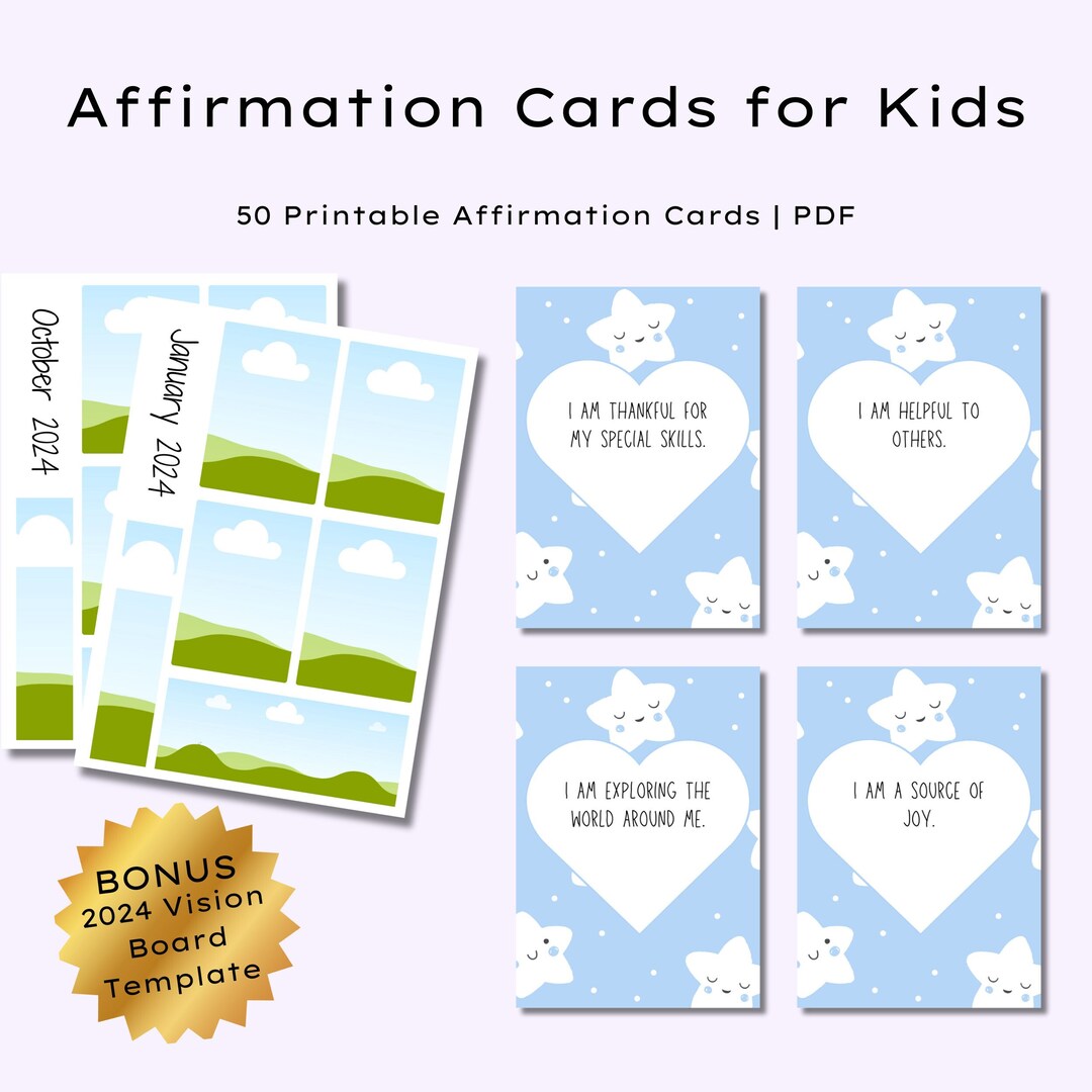 50 Printable Kids Affirmation Cards Daily Affirmations With - Etsy