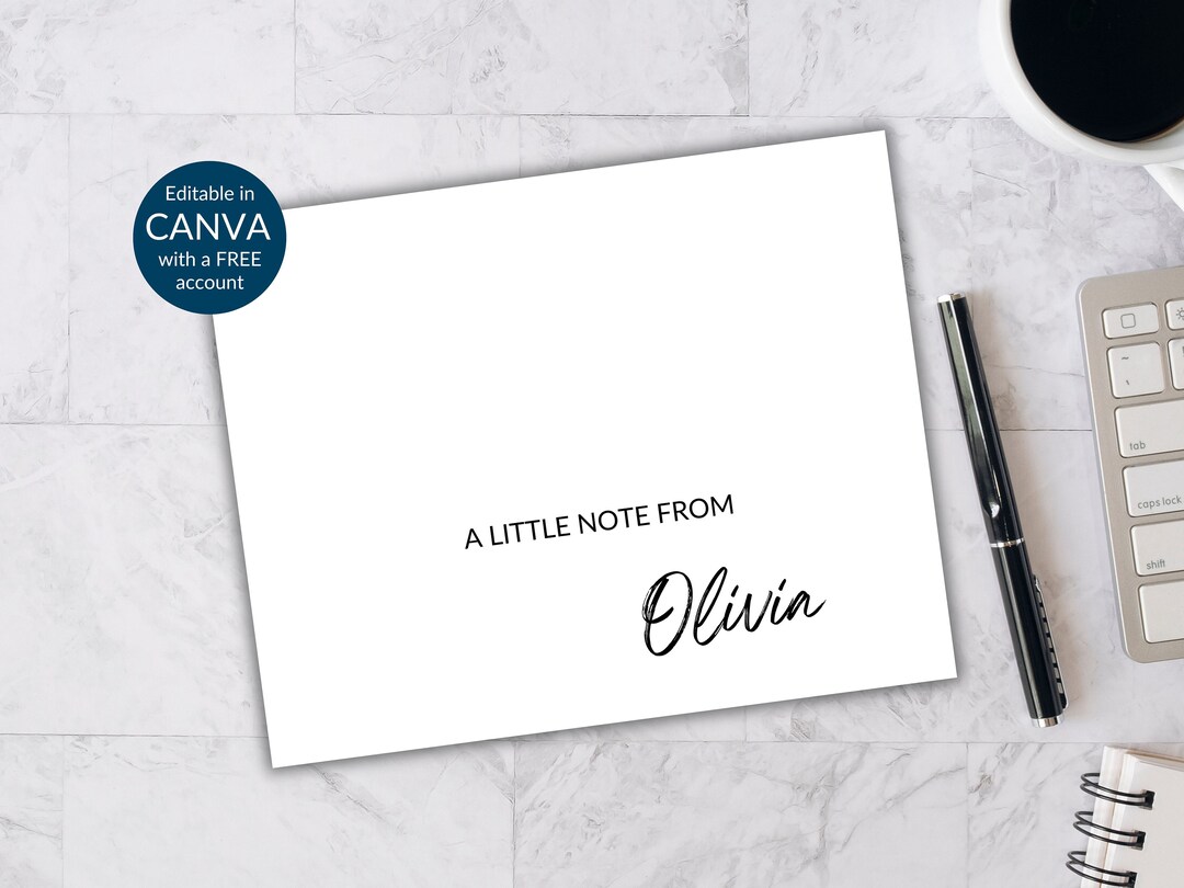 Editable Monogram Note Card Template, Personalized Stationery (digital ...