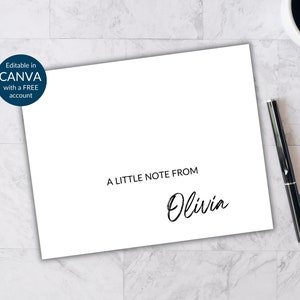 Editable Personalized Minimal Monogram Note Card Template, Printable Custom Initial Blank Card Personal  Stationary Instant Download TE02