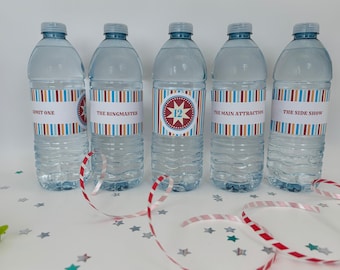 Vintage Circus Water Bottle Labels | Carnival Party Decoration (Digital Download) TBA102