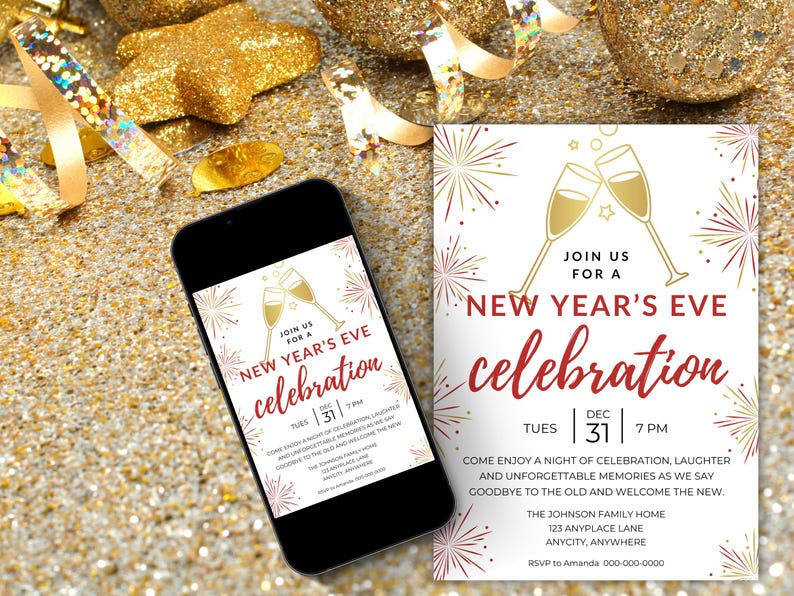 Editable New Year's Eve Invitation Template (digital Download) TN01 - Etsy