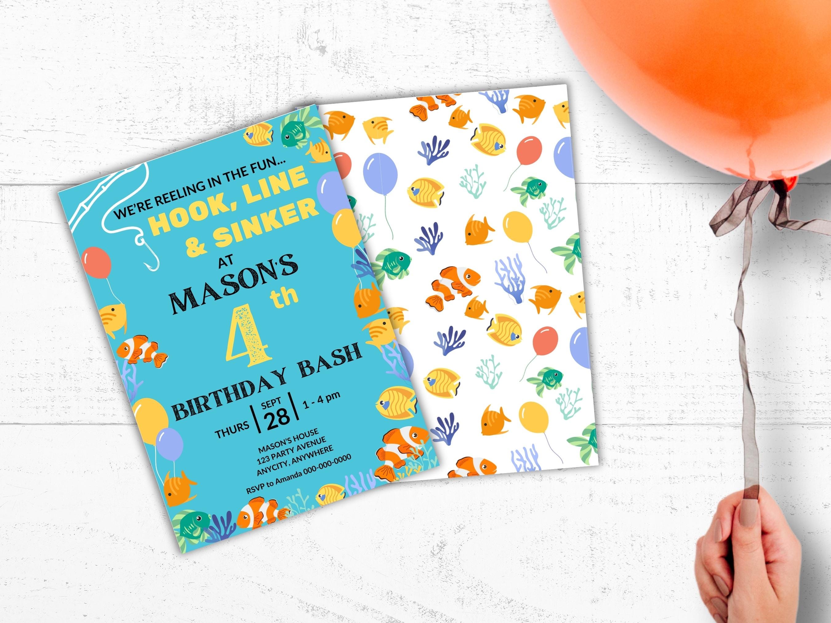Fishing Birthday Party Invitation Editable Digital Download, Fishing ...