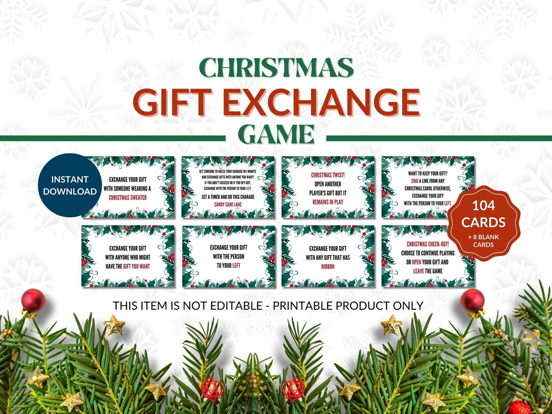 Christmas Gift Exchange Game, INSTANT DOWNLOAD, Printable Christmas