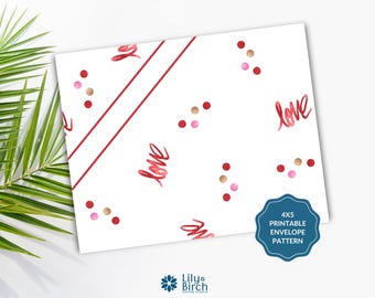 Printable Valentine Envelope Template, Love & Dots Design (Digital Download) PEC02
