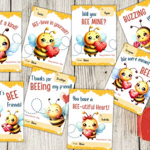 Editable Bee Mine Valentine Class Card Cute Bee Printable Valentines for Classroom Valentine Exchange Cards Template Instant Download TV01