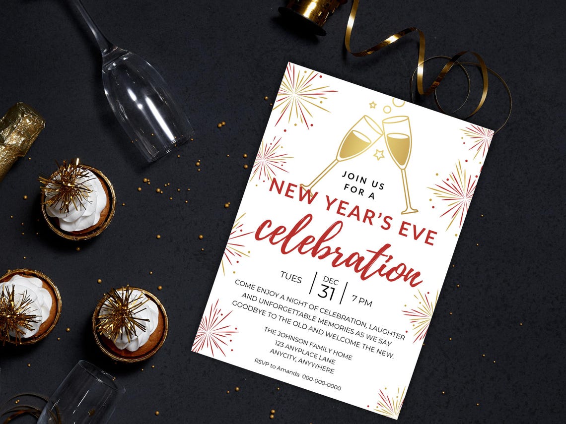 Editable New Years Eve Party Invitation Template NYE Party Invite ...