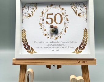 Einzigartiges Geschenk | Custom Wandbild goldene Hochzeit personalisierbar | Geschenk goldene Hochzeit | Liebe | 50. Jahre