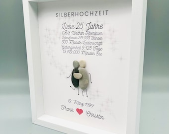 Personalisiertes Geschenk Silberhochzeit | einzigartiges Wandbild silberne Hochzeit | personalisierbares Geschenk Silberhochzeit | 25. Jahre