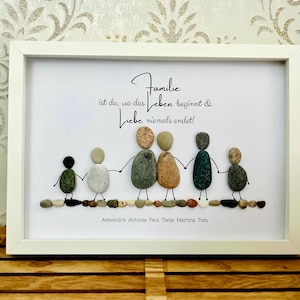 Gepersonaliseerd stenen familiefoto • Handgemaakt uniek stuk • Cadeau voor geboorte, bruiloft, Kerstmis of verjaardag • Familiefoto