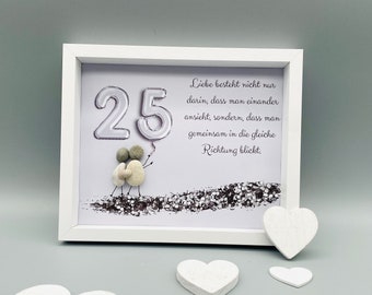 Einzigartiges Geschenk Silberhochzeit | Custom Wandbild silberne Hochzeit | Geschenk Silberhochzeit | Liebe | 25. Jahre