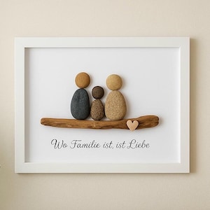 Family picture made of stones | Personalized gift | Handmade wall decoration | Unique piece with saying | Gift for mom, dad, grandma, grandpa