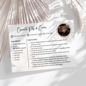Editable Recipe Card Template, Canva Card Editable Recipe, Personalized Recipe Card, Modern Minimalist Recipe Card
