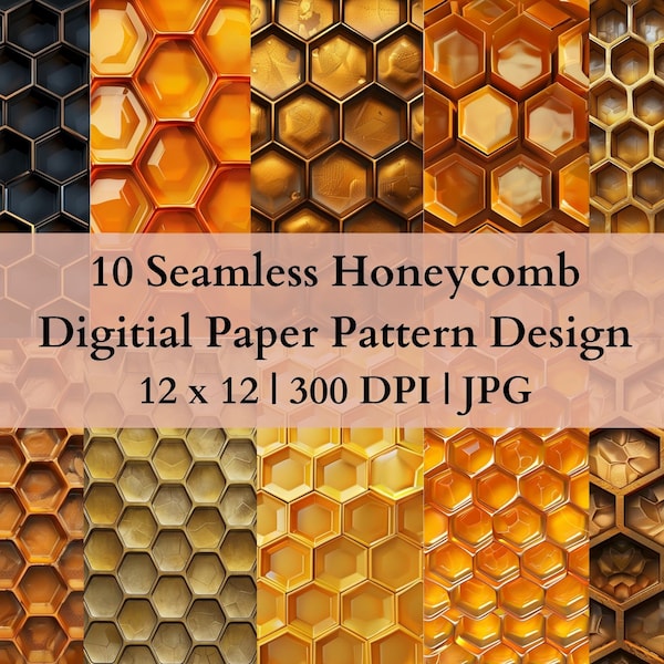 10 Seamless Honeycomb Digital Transfer Paper, Adjustable Repeating Print Pattern, Graphic Design Wallpaper High Res Art Texture Template