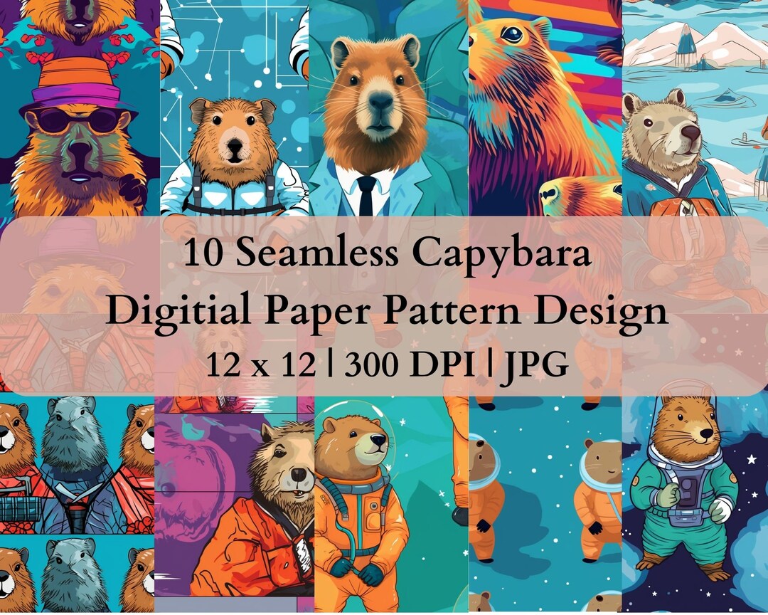 10 Seamless Capybara Digital Transfer Paper Adjustable Repeating Print ...