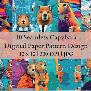 10 Seamless Capybara Digital Transfer Paper Adjustable Repeating Print Pattern Graphic Vector Design Wallpaper High Res Art Texture Template