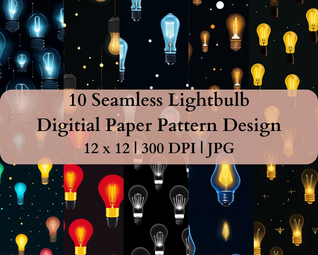 10 Seamless Lightbulb Digital Transfer Paper, Adjustable Repeating ...