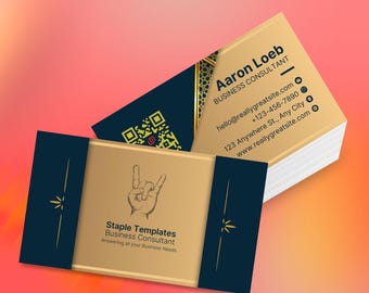 Professional Custom Business Card Aesthetic Design Template that's Editable and Printable on Canva with QR Code for Social Event Networking