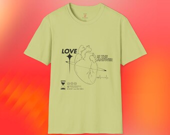 Unisex Softstyle Love Is The Answer Zonne-hart Vintage T-shirt Designer Licht Comfort Kleuren Streetwear Hoge kwaliteit Casual outdoorshirt