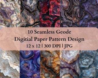 10 Nahtloses Geode-Digital-Transferpapier, einstellbares sich wiederholendes Druckmuster, grafische Vektor-Design-Tapete hochauflösende Kunsttexturvorlage