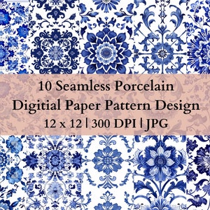 10 Seamless Porcelain Digital Transfer Paper, Adjustable Repeating Print Pattern, Graphic Design Wallpaper High Res Art Texture Template