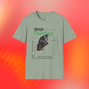 Unisex Softstyle Over Thinking Thinker Vintage T-shirt Designer Light Comfort Colors Urban Street Wear High Quality Casual Outdoor Shirt Tee