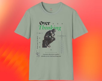 Unisex softstyle overdenkende denker vintage T-shirt designer licht comfort kleuren urban streetwear hoge kwaliteit casual outdoor-shirt T-shirt