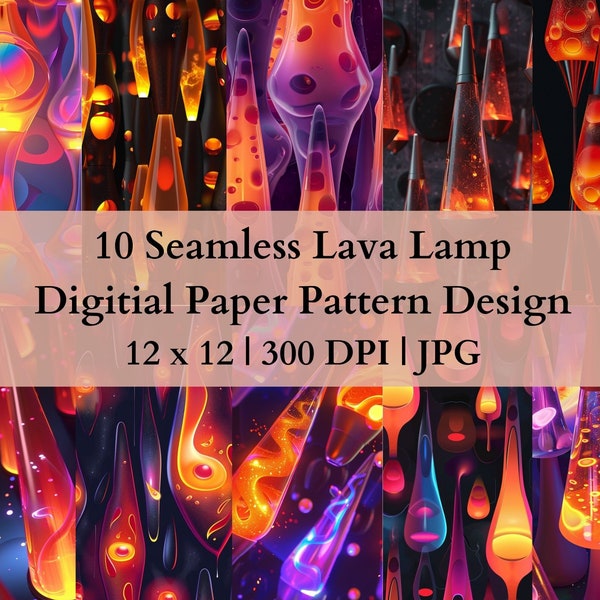 10 Seamless Lava Lamp Digital Transfer Paper, Adjustable Repeating Print Pattern, Graphic Design Wallpaper High Res Art Texture Template