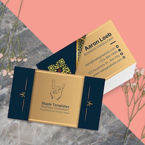 Professionele, esthetische ontwerpsjabloon voor visitekaartjes die bewerkbaar en afdrukbaar is op canva met QR-code voor sociale evenementen